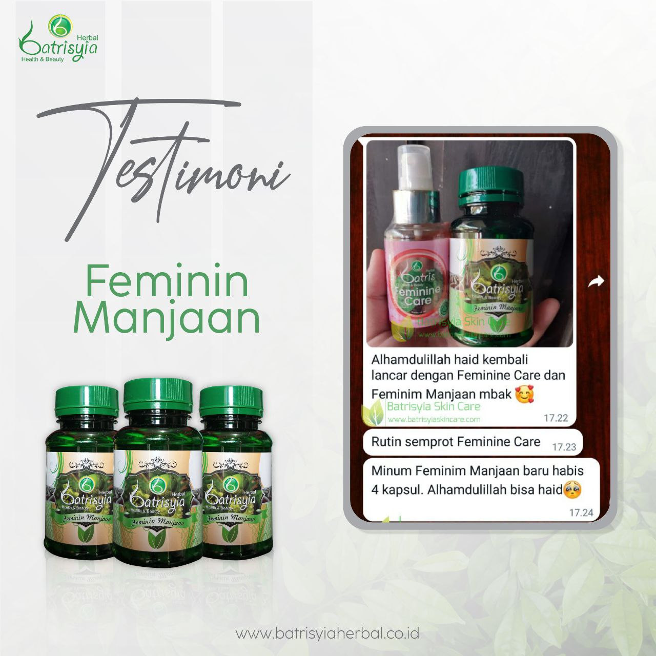 Haid kembali lancar dengan Batrisyia Feminim Manjaan dan Feminine Care