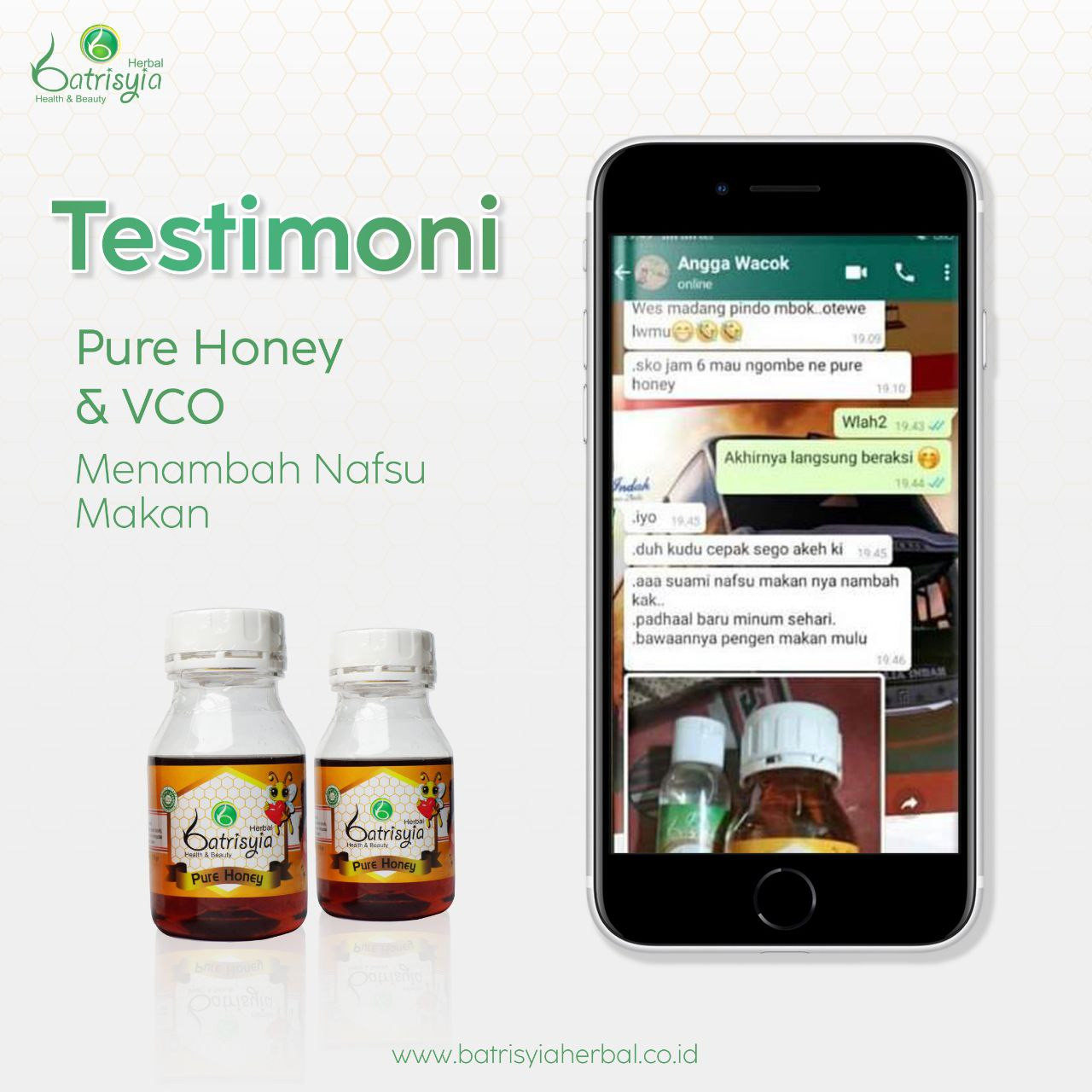 Testimoni Pure Honey dan VCO