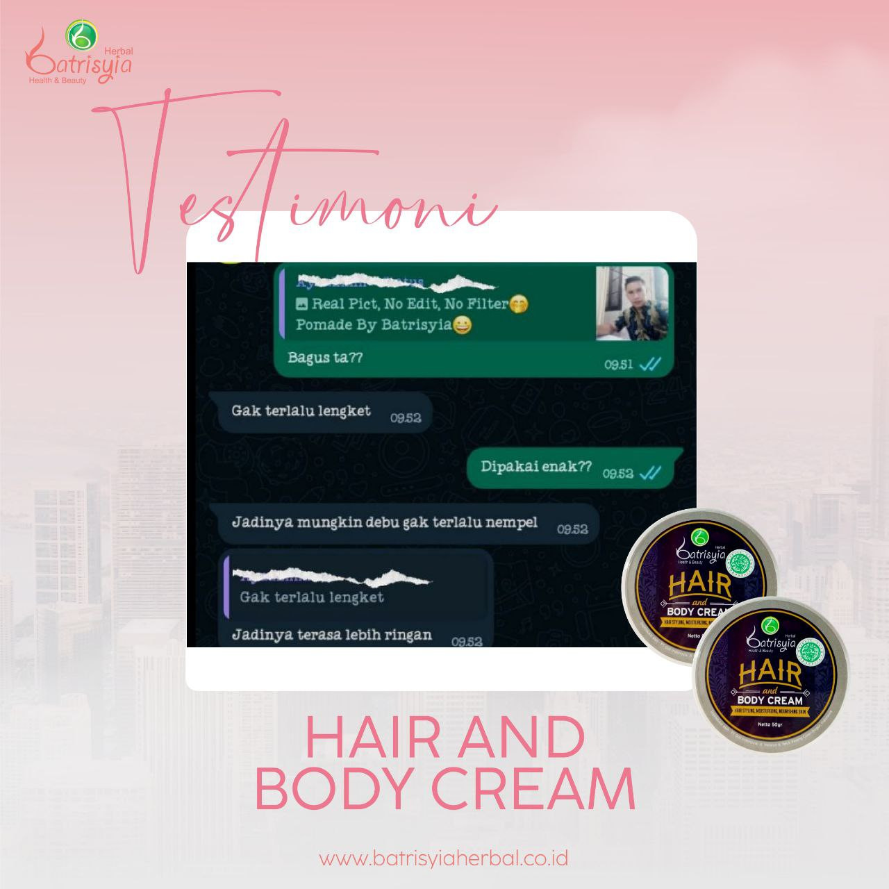 Testimoni Batrisyia Hair & Body Cream for Men