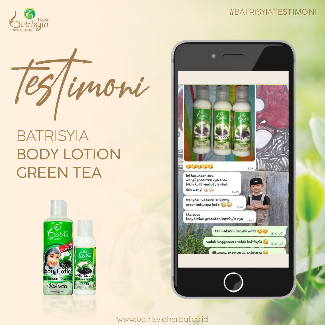 Testimoni Batrisyia Body Lotion Green Tea
